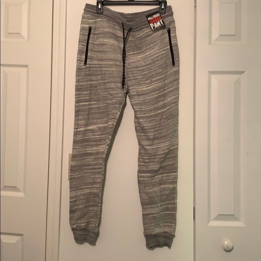 Grey and white sweatpants